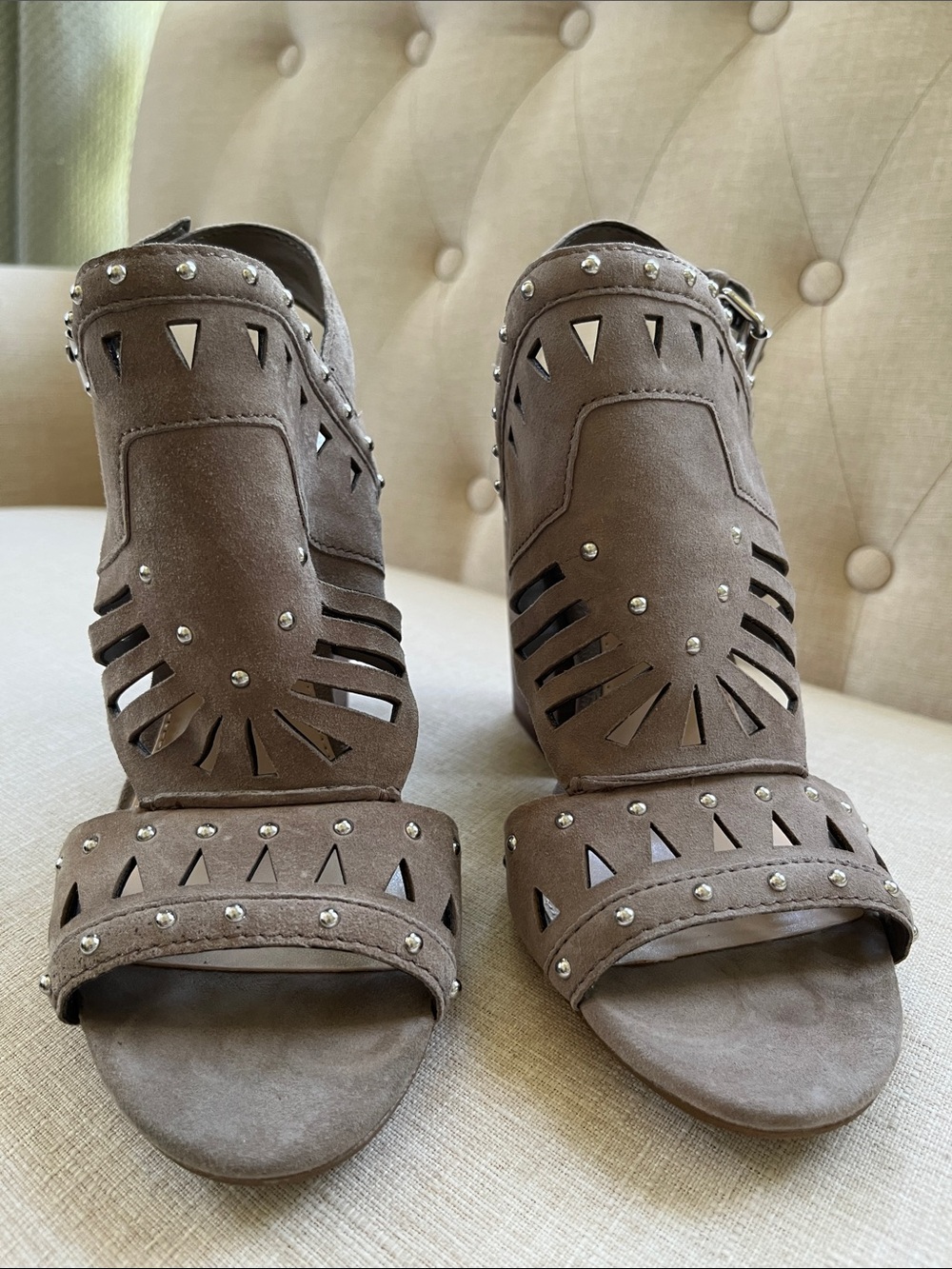 Taupe Cutout Suede Heel